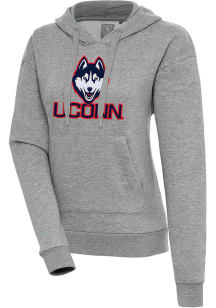 Antigua UConn Huskies Womens Grey Full Front Victory Hooded Sweatshirt