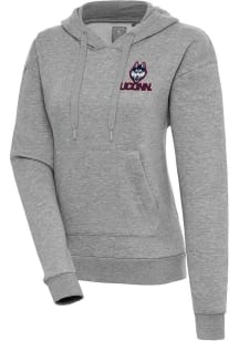 Antigua UConn Huskies Womens Grey Heather Victory Hooded Sweatshirt