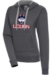 Antigua UConn Huskies Womens Charcoal Full Front Victory Hooded Sweatshirt