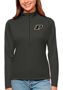 Antigua Purdue Boilermakers Womens Grey Tribute Qtr Zip Pullover