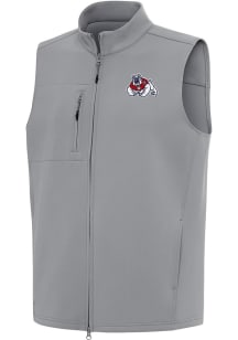 Antigua Fresno State Bulldogs Mens Grey Demand Sleeveless Jacket