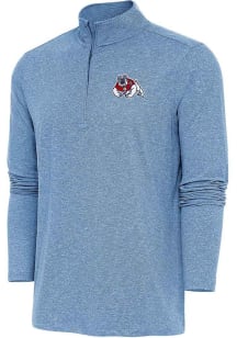 Antigua Fresno State Bulldogs Mens Blue Hunk Long Sleeve Qtr Zip Pullover