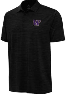 Antigua Washington Huskies Mens Black Layout Short Sleeve Polo
