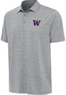 Antigua Washington Huskies Mens Grey Layout Short Sleeve Polo