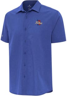 Antigua Tulsa Golden Hurricane Mens Blue Activate Short Sleeve Dress Shirt