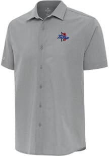 Antigua Tulsa Golden Hurricane Mens Grey Activate Short Sleeve Dress Shirt