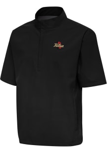 Antigua Tulsa Golden Hurricane Mens Black Brisk Short Sleeve Jacket