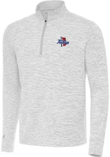 Antigua Tulsa Golden Hurricane Mens Grey Cause Long Sleeve Qtr Zip Pullover