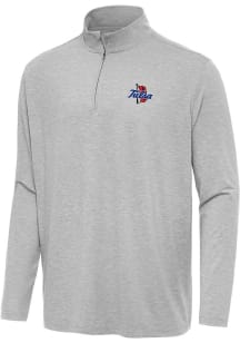 Antigua Tulsa Golden Hurricane Mens Grey Hunk Long Sleeve Qtr Zip Pullover