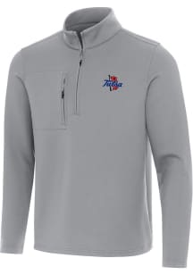 Antigua Tulsa Golden Hurricane Mens Grey Insider Long Sleeve Qtr Zip Pullover