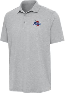 Antigua Tulsa Golden Hurricane Mens Grey Par 3 Short Sleeve Polo