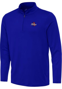Antigua Tulsa Golden Hurricane Mens Blue Reprocess Recycled Long Sleeve Qtr Zip Pullover