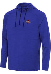 Antigua Tulsa Golden Hurricane Mens Blue Spikes Long Sleeve Qtr Zip Pullover