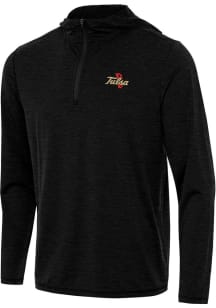Antigua Tulsa Golden Hurricane Mens Black Tidy Long Sleeve Qtr Zip Pullover