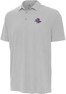 Antigua Tulsa Golden Hurricane Mens Grey Twine Short Sleeve Polo