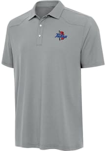 Antigua Tulsa Golden Hurricane Mens Grey Western Short Sleeve Polo