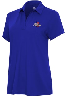 Antigua Tulsa Golden Hurricane Womens Blue Era Short Sleeve Polo Shirt