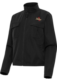 Antigua Tulsa Golden Hurricane Womens Black Even Par Light Weight Jacket