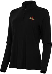 Antigua Tulsa Golden Hurricane Womens Black Intent Qtr Zip