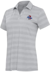 Antigua Tulsa Golden Hurricane Womens Grey Tunnel Design Short Sleeve Polo Shirt