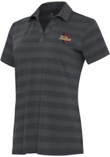 Antigua Tulsa Golden Hurricane Womens Grey Tunnel Short Sleeve Polo Shirt