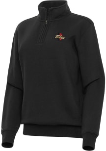 Antigua Tulsa Golden Hurricane Womens Black Victory Qtr Zip