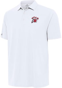Antigua Utah Utes Mens White Era Short Sleeve Polo
