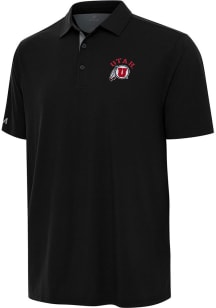 Antigua Utah Utes Mens Black Era Short Sleeve Polo