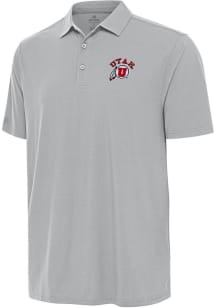 Antigua Utah Utes Mens Grey Era Short Sleeve Polo