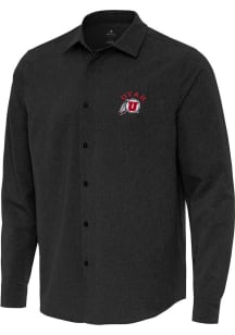Antigua Utah Utes Mens Black Exposure Long Sleeve Dress Shirt