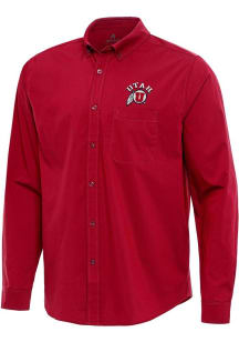 Antigua Utah Utes Mens Red Flight Long Sleeve Dress Shirt