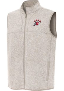 Antigua Utah Utes Mens Oatmeal Fortune Sleeveless Jacket