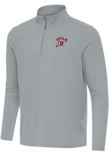 Antigua Utah Utes Mens Grey Intent Long Sleeve Qtr Zip Pullover