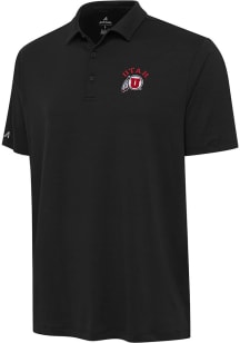 Antigua Utah Utes Mens Black Reprocess Recycled Short Sleeve Polo