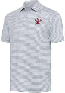 Antigua Utah Utes Mens Grey Skills Short Sleeve Polo