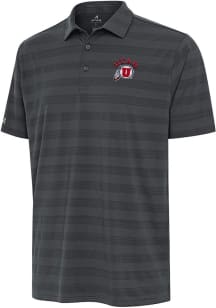 Antigua Utah Utes Mens Grey Tunnel Short Sleeve Polo
