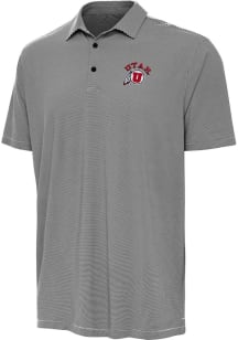 Antigua Utah Utes Mens Black Twine Short Sleeve Polo