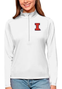 Antigua Illinois Fighting Illini Womens White Tribute Qtr Zip Pullover