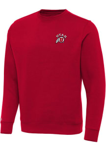 Antigua Utah Utes Mens Red Victory Long Sleeve Crew Sweatshirt