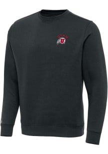 Antigua Utah Utes Mens Charcoal Victory Long Sleeve Crew Sweatshirt