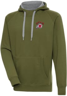 Antigua Utah Utes Mens Olive Victory Long Sleeve Hoodie