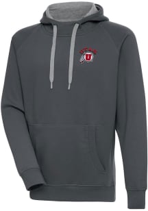 Antigua Utah Utes Mens Charcoal Victory Long Sleeve Hoodie