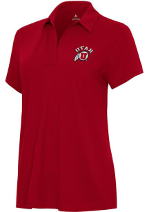 Antigua Utah Utes Womens Red Era Short Sleeve Polo Shirt