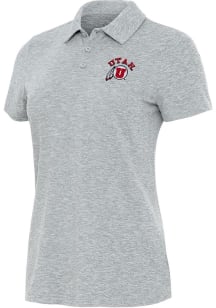 Antigua Utah Utes Womens Grey Matter Short Sleeve Polo Shirt