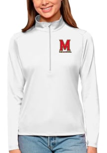 Antigua Maryland Terrapins Womens White Tribute Qtr Zip Pullover