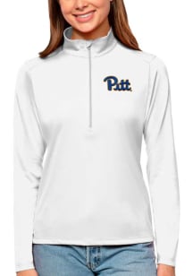 Antigua Pitt Panthers Womens White Tribute Qtr Zip Pullover