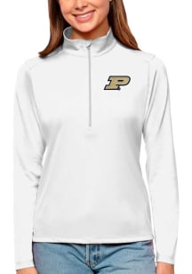 Antigua Purdue Boilermakers Womens White Tribute Qtr Zip Pullover