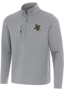 Antigua Vermont Catamounts Mens Grey Insider Long Sleeve Qtr Zip Pullover