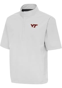 Antigua Virginia Tech Hokies Mens Grey Brisk Short Sleeve Jacket