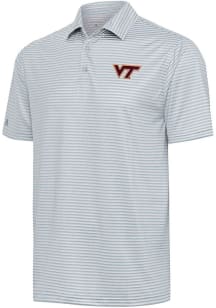 Antigua Virginia Tech Hokies Mens Grey Skills Short Sleeve Polo